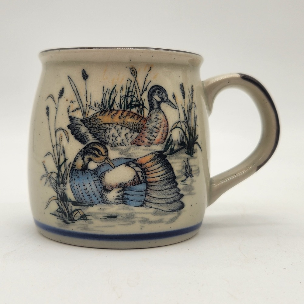 Vintage Speckled Otagiri Stoneware Mug Mallard Ducks Cabin Core Rare Japan Disc